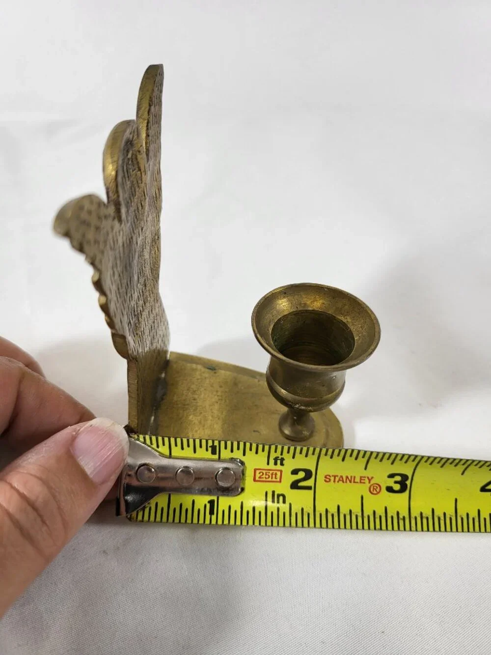 Vintage Solid Brass Praying Angel Panel Candle Holder | Christmas Tabletop Decor